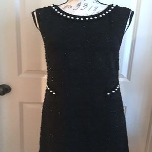 NEW w/ tags Scapa Lauren Perre Black Shimmer White Pearl with Pockets Dress